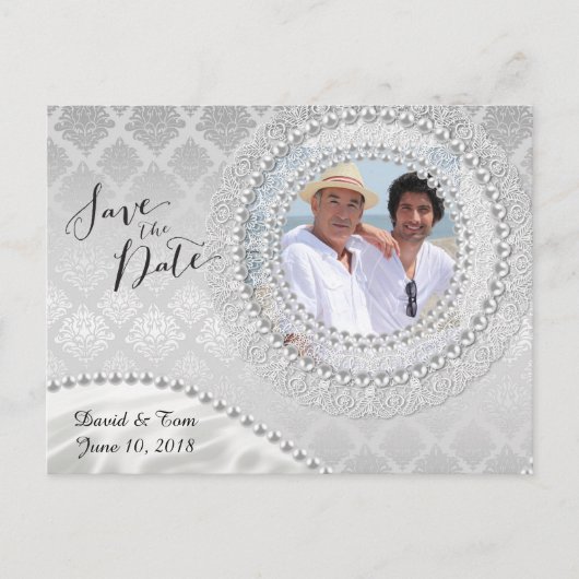 Elegant Gay Silver Wedding Save the Date Aankondigingskaart (Voorkant)