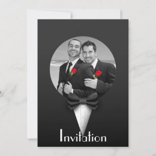 Elegant Gay Tuxedo Wedding Uitnodiging