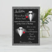 Elegant Gay Tuxedo Wedding Uitnodiging (Staand voorkant)