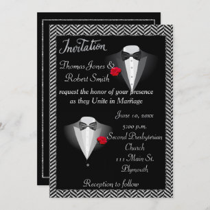 Elegant Gay Tuxedo Wedding Uitnodiging