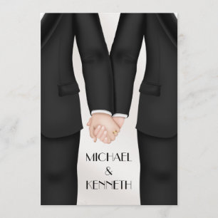 Elegant Gay Wedding Groom Holding Hands Kaart