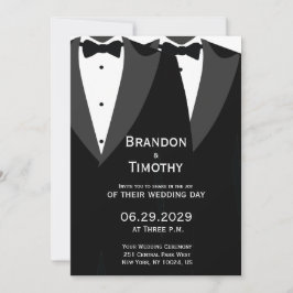 Elegant Gay Wedding Invitation Black Tie Kaart