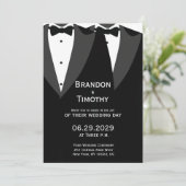 Elegant Gay Wedding Invitation Black Tie Kaart (Staand voorkant)