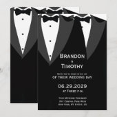 Elegant Gay Wedding Invitation Black Tie Kaart (Voorkant / Achterkant)
