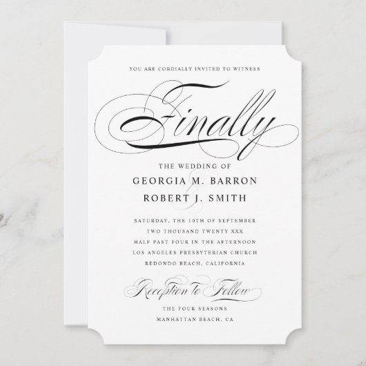 Elegant Gay Wedding Invitation Final Calligraphy Kaart (Voorkant)