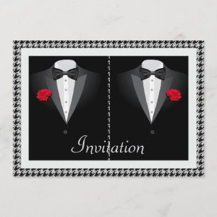 Elegant Gay Wedding Invitation met Two Tuxedos Kaart