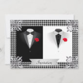 Elegant Gay Wedding Invitation met Two Tuxedos Kaart (Voorkant)