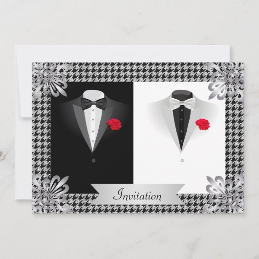 Elegant Gay Wedding Invitation met Two Tuxedos Kaart (Voorkant)