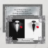 Elegant Gay Wedding Invitation met Two Tuxedos Kaart (Voorkant / Achterkant)