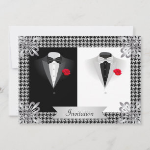 Elegant Gay Wedding Invitation met Two Tuxedos Kaart