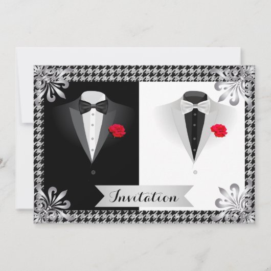 Elegant Gay Wedding Invitation of Tuxedos Kaart (Voorkant)