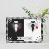 Elegant Gay Wedding Invitation of Tuxedos Kaart (Staand voorkant)
