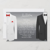 Elegant Gay Wedding Invitation Silver Tuxedos Kaart (Voorkant)