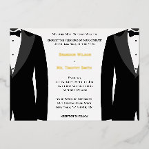 Elegant Gay Wedding Invitting Gold Foil Card