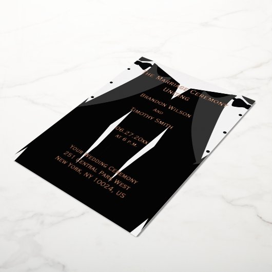 Elegant Gay Wedding Programs Real Roos Gold Foil Folie Uitnodiging (Gedraaid)