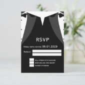 Elegant Gay Wedding RSVP Card Black Tie (Staand voorkant)