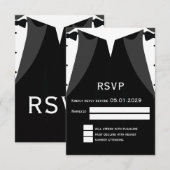 Elegant Gay Wedding RSVP Card Black Tie (Voorkant / Achterkant)