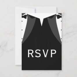 Elegant Gay Wedding RSVP Card Black Tie Kaartje