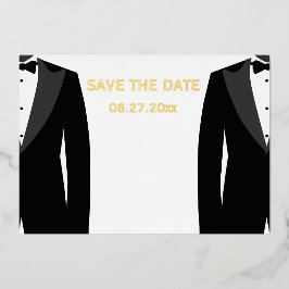 Elegant Gay Wedding Save the Date Real Gold Foil Folie Uitnodiging