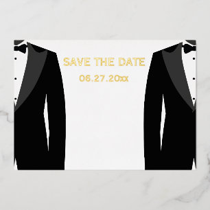 Elegant Gay Wedding Save the Date Real Gold Foil Folie Uitnodiging