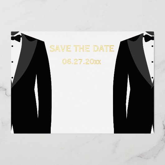 Elegant Gay Wedding Save the Date Real Gold Foil Folie Uitnodiging (Voorkant)