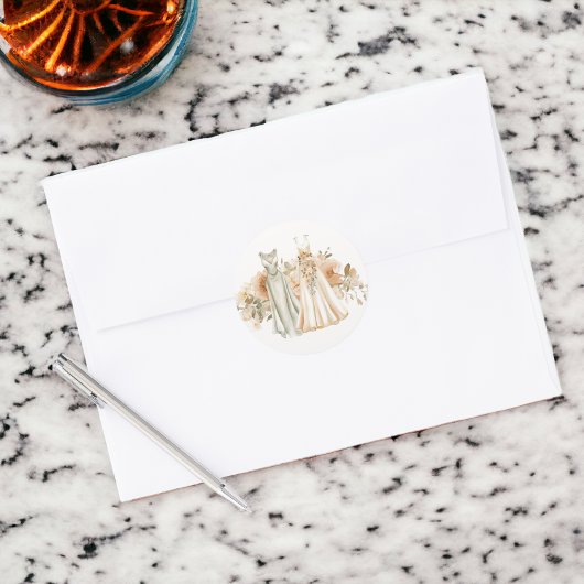 Elegant Gay Wedding Two Brides in Dresses Ronde Sticker