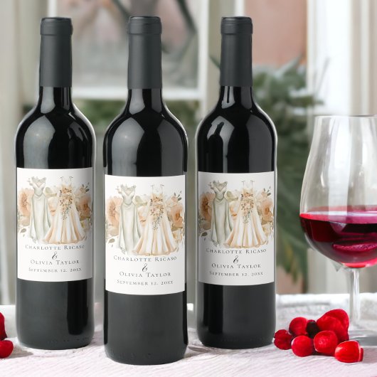 Elegant Gay Wedding Two Brides in Dresses Wijn Etiket