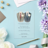 Elegant Gay Wedding Two Grooms in Suits Acryl Uitnodigingen (Insitu (Huwelijk))