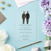 Elegant Gay Wedding Two Grooms in Suits Acryl Uitnodigingen (Insitu (Huwelijk))