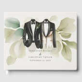 Elegant Gay Wedding Two Grooms in Suits Gastenboek (Voorkant)