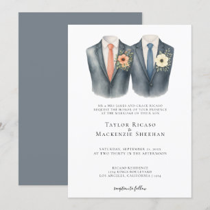 Elegant Gay Wedding Two Grooms in Suits Kaart