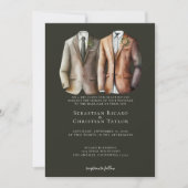 Elegant Gay Wedding Two Grooms in Suits Kaart (Voorkant)