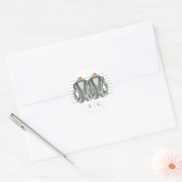 Elegant Gay Wedding Two Grooms in Suits Ronde Sticker