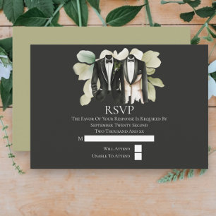 Elegant Gay Wedding Two Grooms in Suits RSVP Kaartje