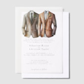 Elegant Gay Wedding Two Grooms in Suits Vellum Uitnodigingen (Offset)