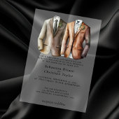 Elegant Gay Wedding Two Grooms in Suits Vellum Uitnodigingen