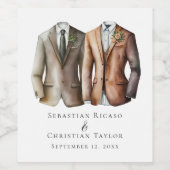 Elegant Gay Wedding Two Grooms in Suits Wijn Etiket (Enkel label)