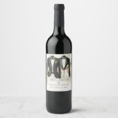 Elegant Gay Wedding Two Grooms in Suits Wijn Etiket (Voorkant)