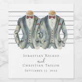 Elegant Gay Wedding Two Grooms in Suits Wijn Etiket (Enkel label)