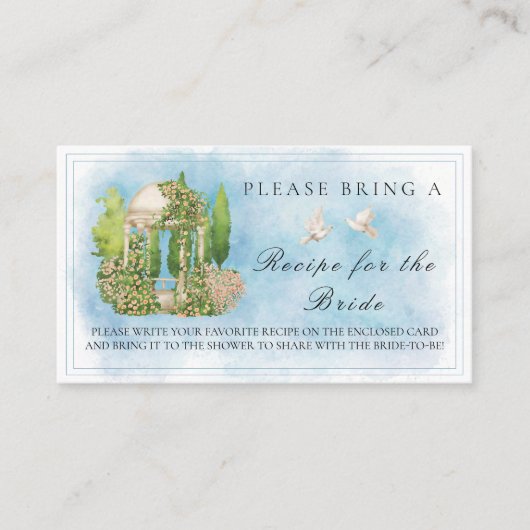 Elegant Gazebo Doves Vrijgezellenfeest Recept Verz Informatiekaartje (Voorkant)