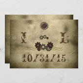 Elegant Gears Steampunk Wedding Invitations Kaart (Voorkant / Achterkant)