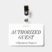 Elegant "GEAUTORISEERDE GAST" Badge (Voorzijde met clip)
