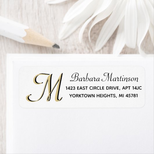 Elegant, geavanceerd aangepast goudmonogram Etiket (Insitu)