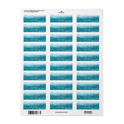 Elegant geavanceerd blauw GlIttery Bokeh-adres Etiket (Full Sheet)