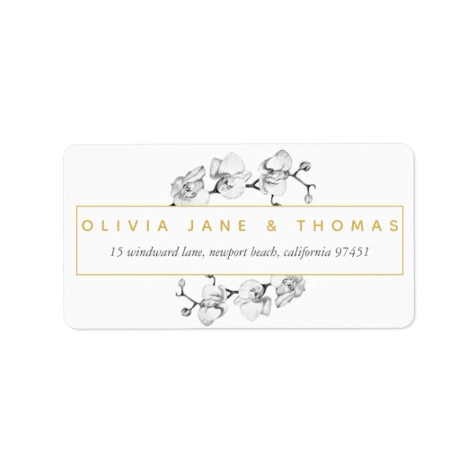 Elegant geavanceerd Chic Modern Floral Gold Etiket (Voorkant)