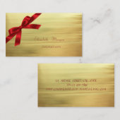 Elegant, geavanceerd, modern Faux Gold, Red Bow Visitekaartje (Voorkant / Achterkant)