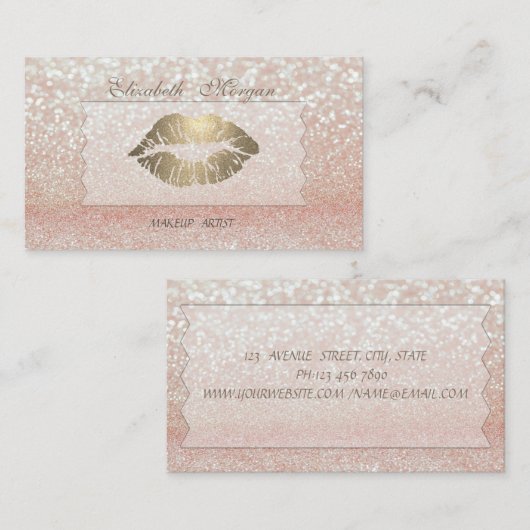 Elegant, geavanceerd, modern, glittery Bokeh, Lips Visitekaartje (Voorkant / Achterkant)