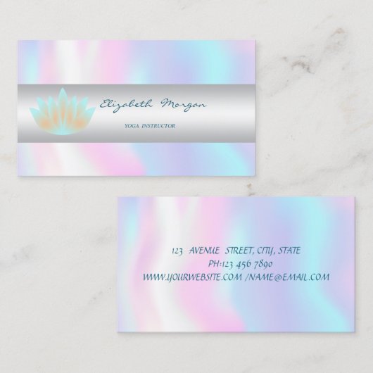 Elegant geavanceerd modern, Lotus, holografisch Visitekaartje (Voorkant / Achterkant)