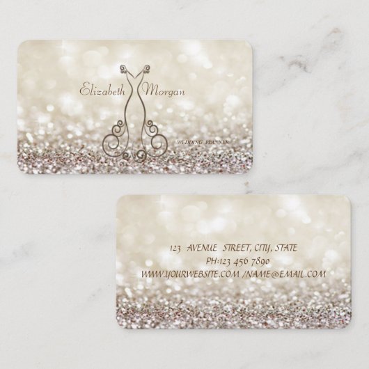 Elegant geavanceerde moderne Glittery Bokeh, Dress Visitekaartje (Voorkant / Achterkant)