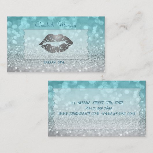 Elegant geavanceerde moderne Glittery Bokeh Lips Visitekaartje (Voorkant / Achterkant)